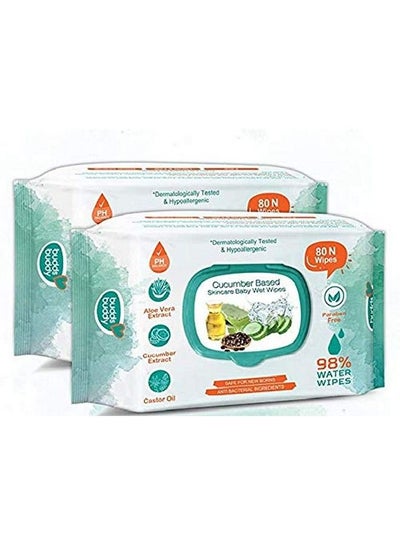 Buy Cucumber Based Skincare Baby Wet Wipes (80 Pieces Combo Of 2) in Saudi Arabia