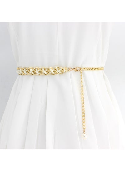 Buy New Womens Pearl Fashion Versatile Decorative Dress Summer Skirt Small Belt in UAE