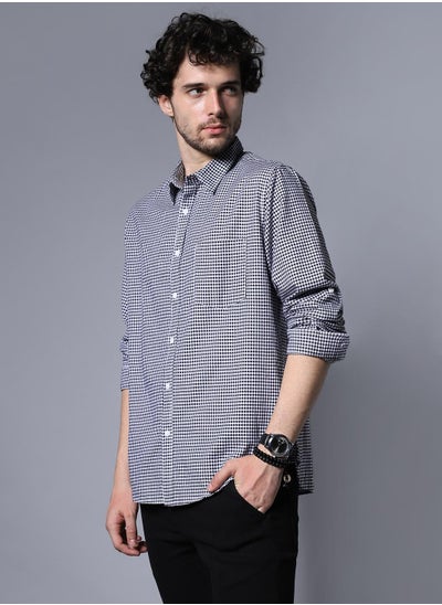 Buy Classic Regular Fit Micro Checked Pure Cotton Casual Shirt in UAE