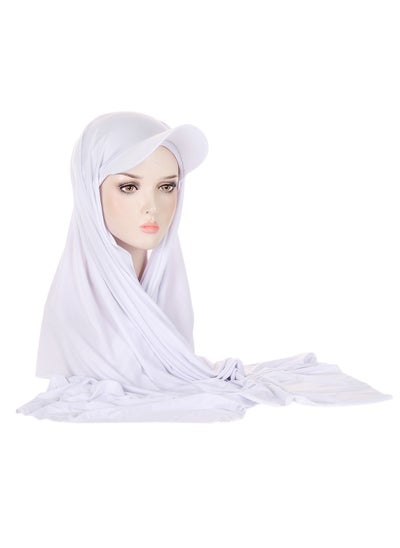 Buy Solid Color Womens Muslim Headscarf Hat With Brim in UAE