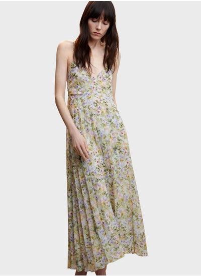 Buy Floral Print Pleated Dress in UAE