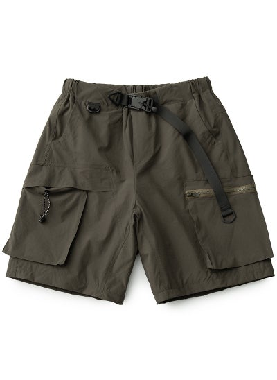 Buy Cityboy Multi-Pocket Belted Cargo Shorts Men Quick-Dry Wrinkle-Resistant Summer Green in UAE