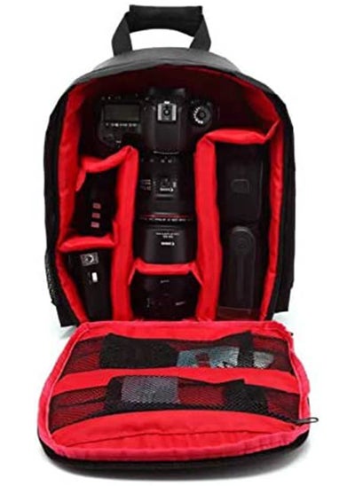 Buy Waterproof DSLR Camera Bag, Shoulder Backpack for Photographers, Shockproof Backpack Hiking Bag (Red) in UAE