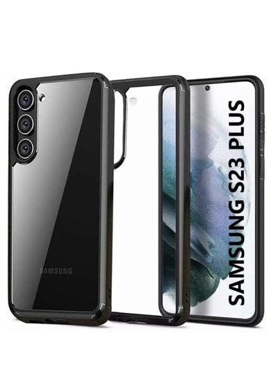 Buy Samsung Galaxy S23 Plus case 6.6 inch 2023 Defender Military Hard Transparent Back Anti Scratch Ultra Thin Shockproof Cover Black in UAE