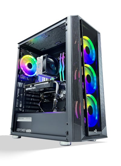 اشتري Budget Blitz Gaming PC - Intel Core i7-12700F 2.7GHz Processor | NVIDIA RTX 4060 OC 8GB GDDR6 GPU | 16GB DDR4 RAM | NV2 1TB NVMe M.2 SSD | 650W PSU | RGB 120mm Cooler | RGB 4 Fan Case | Windows 11 Pro | Desktop Computer Tower في الامارات