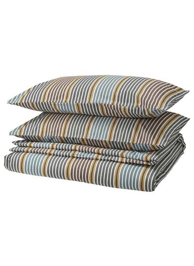 Buy Duvet Cover And 2 Pillowcases Multicolour/Striped 240X220/50X80 Cm in Saudi Arabia