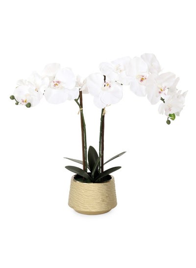 Buy Artificial Orchid In Ceramic Pot White And Gold ‚Ai 49.5 Cm in UAE