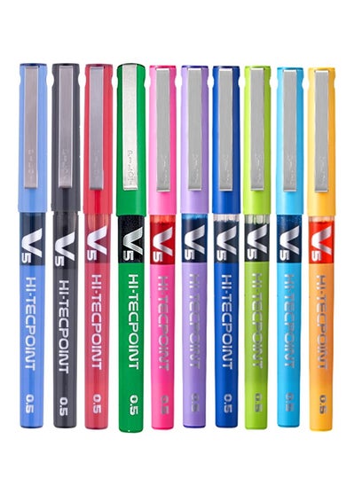 اشتري 10-Piece Hi-tecpoint V5 Fine Rollerball Pen Multicolour في الامارات