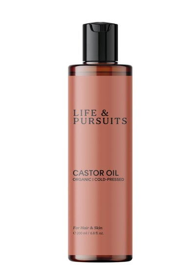 Buy Life & Pursuits Organic Castor Oil (200 ml), 100% Pure, Cold-pressed, Hexane Free | Castor Oil for Hair Growth, Eyebrows, Eyelashes and Dry Skin (Packaging May Vary) in UAE