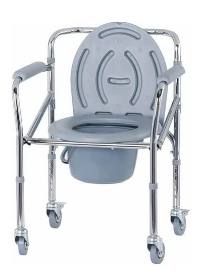 Buy COOLBABY aluminum alloy toilet chair with pulley, multi-purpose toilet seat for the elderly, easy-to-remove mobile bath chair, 5-speed height adjustment in UAE
