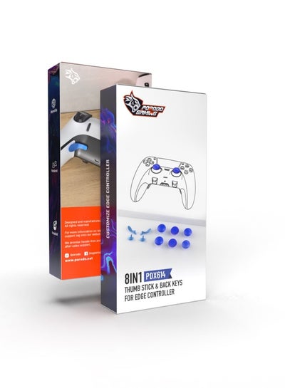 Buy Porodo Gaming PS5 Edge Controller 8 in 1 Thumb Stick Caps + Back Buttons Combo -Blue in UAE