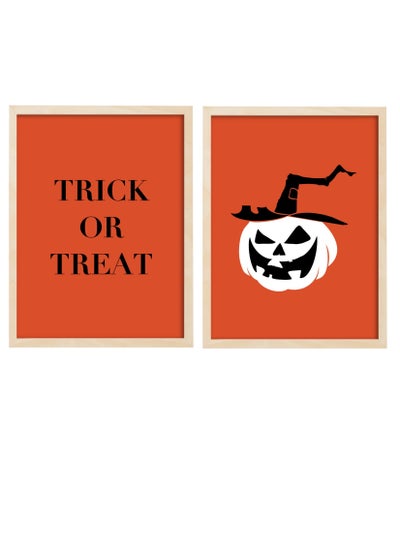 Buy set of 2, Halloween Scary Pumpkin Framed Poster 30x40cm - Spooky Halloween Wall Art Decor for Kids' Rooms, Home, Nursery, or Party -  Halloween Decoration Gift in UAE