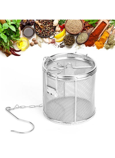 اشتري Seasoning Strainer, Stainless Steel Spice Filter, Cooking Spice Filter, Mesh Design Tea Ball Strainer Soup Seasonings Seperation Basket Filter with Chain Hook for Home Restaurant (8 * 10cm) في الامارات