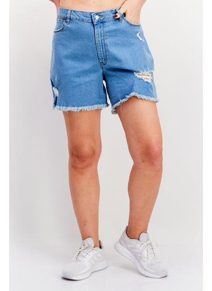 اشتري Women Washed Denim Shorts, Blue في الامارات