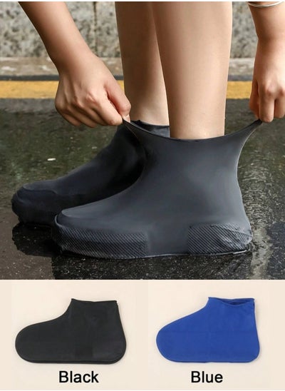 Buy 2 Pairs Waterproof Shoe Covers, Non-Slip Water Resistant Overshoes Silicone Rain Shoe Cover Outdoor cycling Protectors apply to Men, Women in UAE