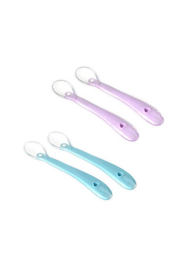 Buy Pack Of 2 Soft Silicone Spoon For Baby Girl, From 6 Months And Above Lavender in UAE