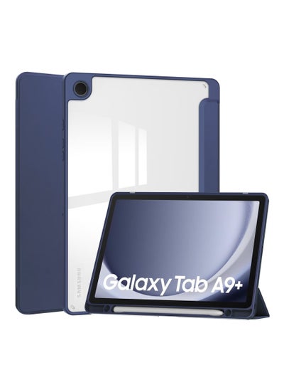 Buy Transparent Hard Shell Back Trifold Smart Cover Protective Slim Case for Samsung Galaxy Tab A9 Plus Blue in Saudi Arabia