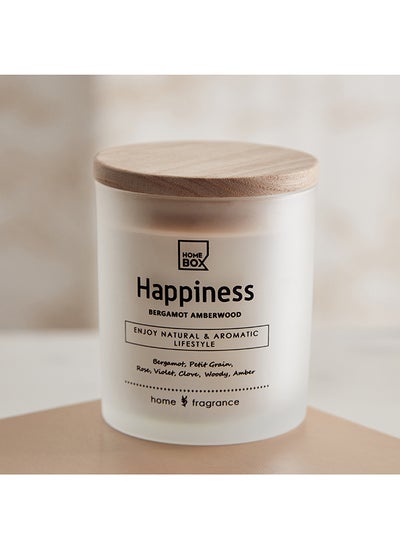 Buy Sentiment Happiness Jar Candle in Frosted Glass with Wooden Lid 206 g in UAE