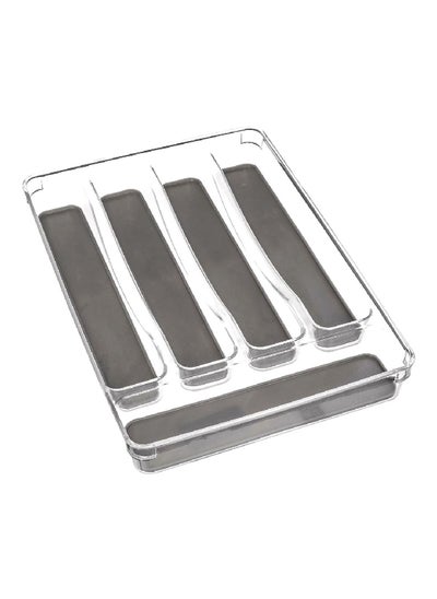 Buy Tidy 5 Compartment High Quality Cutlery Tray Dark Grey and Clear 4.5 x 23.2 x 32.5 cm 1410AUVGX4C40 in Saudi Arabia