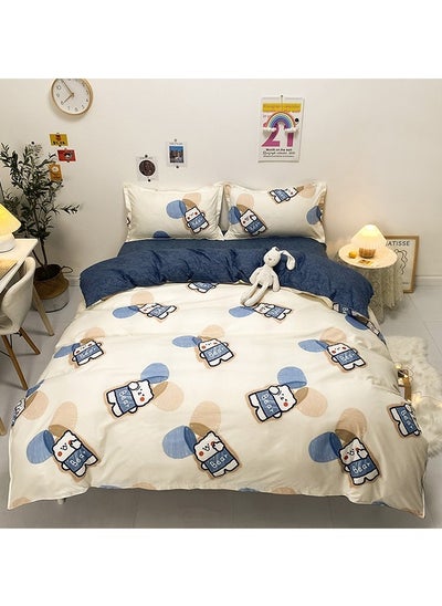 اشتري 4-Piece Cartoon Printed Double-Faced Design Cotton Duvet Cover Set Without Fitted Bed Sheet Multicolor Queen في السعودية