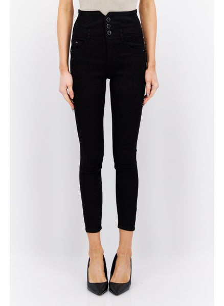 اشتري Women Slim Fit Stretchable Plain Denim Jeans, Black في الامارات