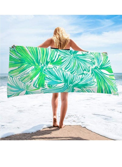 Buy Microfiber Sand Free Beach Towel Quick Fast Dry Super Absorbent Oversized Lightweight Big Large Towels Blanket Green Leaf Cool Swim for Travel Pool Swimming Bath Camping Adult Women Men in UAE