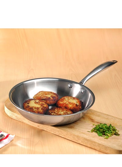 Buy Stainless Steel Frying Pan, 20 cm - Versatile Size, Dishwasher-Safe, Sturdy & Durable With Stainless Steel Handle in Saudi Arabia