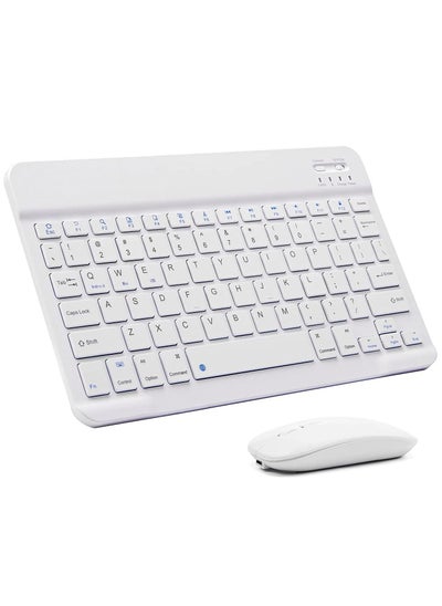 اشتري Wireless Keyboard|Mouse, Bluetooth Wireless Rechargeable Keyboard with Charging Cable, Ultra Thin Keyboard for iPad Smartphone Computer, Compatible with Android/iOS/Windows/Mac System-Blue في الامارات