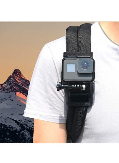 Buy Backpack Shoulder Strap Mount For GoPro Hero 9/8/7/6/5/4/3+ Black Session Pack Mount With 360 Degree Adjustable Rotation J Hook Buckle in UAE