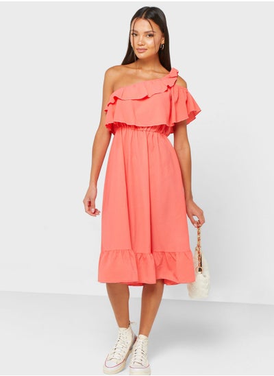 Buy One Shoulder Ruffle Dress in Saudi Arabia