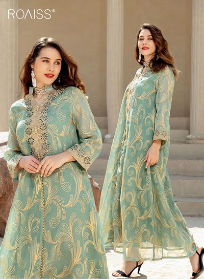 Women Luxury Stand Collar Graphic Printing Robe Maxi Dresses Exclusive  Styles Modern Stylish Abaya Middle East Arabic Banquet Wedding Party Dress  Women's Festival Clothing Green price in UAE | Noon UAE | kanbkam