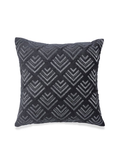 Buy Decoart Embroidered Cushion Cover, Dark Grey – 40x40 cm in UAE