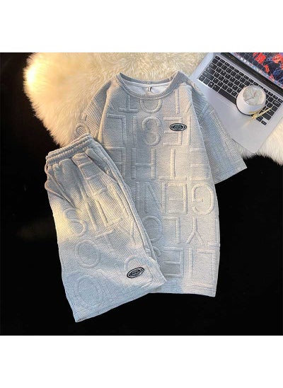 Buy Mens Casual Summer Cool Outfit Set gray suit in UAE