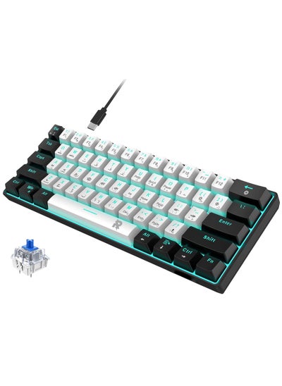 Buy 61 keys Wired 60% Arabic English Mechanical Gaming Keyboard Blue Switch Full Anti-ghosting Portable Mini Keyboard for Windows Laptop PC Mac in Saudi Arabia