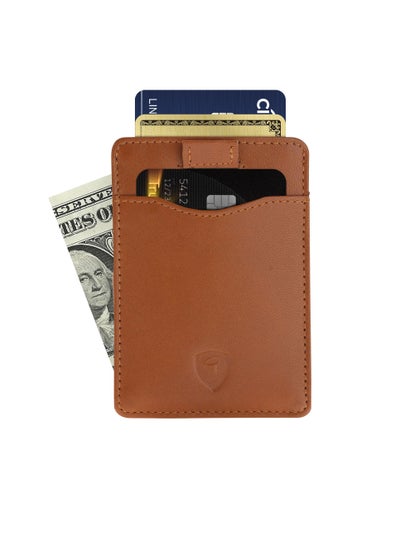 Buy Slim Wallet for Men Women  Card Holder with RFID Protection Minimalist Tan in UAE