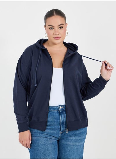 Buy Plus Size Oversized Longline Zip Through Hoodie in Saudi Arabia