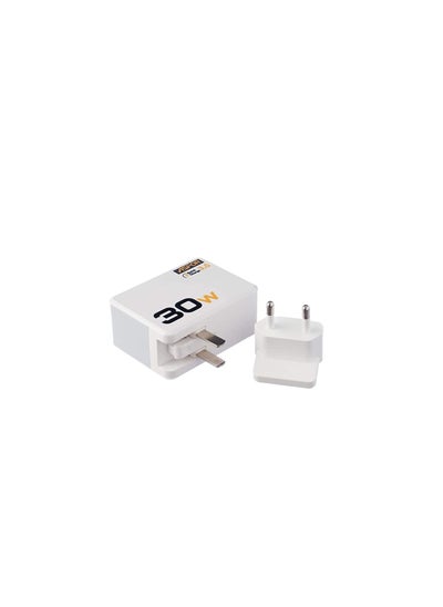 Buy ASPOR A858 Fast Charger QC 3.0 Plus IQ Output EU PIN Plus IPHONE Cable-3 USB - White in Egypt