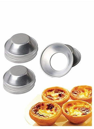 Buy 25 Pack Egg Tart Moulds Tiny Pie Tartlets Dessert Mould Pans Tin Puto Cup Bakeware Muffin Cupcake Cake Cookie Mould Baking Tool, Round Resuable Nonstick in Saudi Arabia