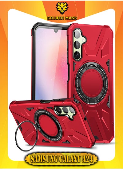 Buy GOLDEN MASK For Samsung Galaxy A24 4G/A25 Case Mag-Safe Magnetic Shockproof Phone Case with Ring Holder (Red) in Egypt