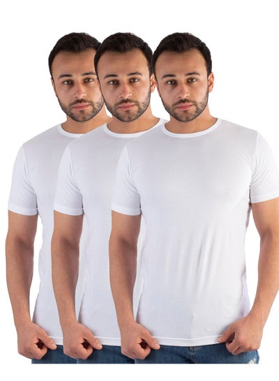 Buy 3 Pieces Men Basic Round Neck and Half Sleeve - White in Egypt