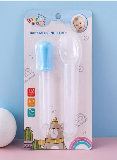 Buy Combination of dropper feeding spoons Blue in UAE