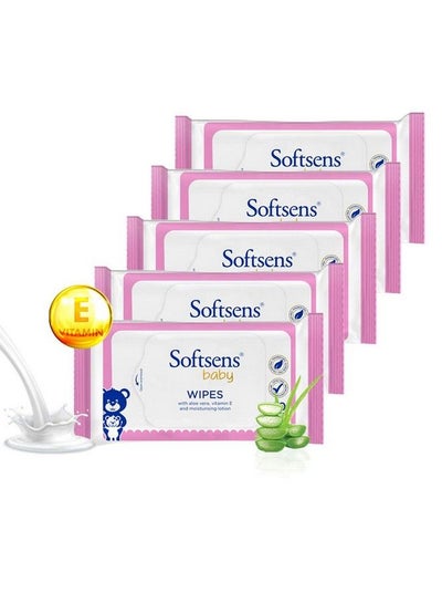 Buy Baby Gentle Cloth Wipes For Baby Skin Enriched With Aloe Vera & Vitamin E I Dermatologically Tested & Parben Free With Lid20 Wipes (Pack Of 5) in Saudi Arabia
