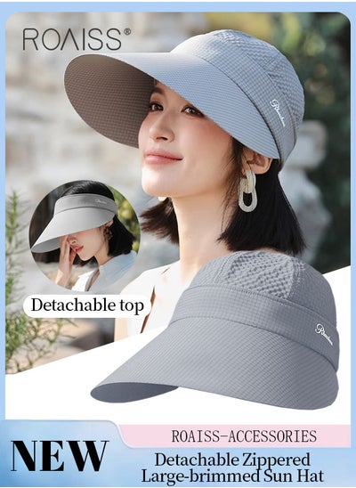 Buy Women's Detachable Zippered Large-brimmed Sun Hat, UPF 50+ UV Protection Beach Sun Hat, Summer Outdoor Garden Fishing Hiking, Adjustable Size in UAE