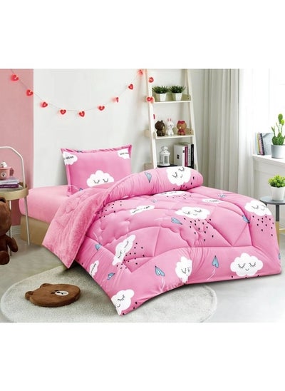 Buy Winter fluffy children's bed sheet, 3 pieces, two sides, velvet side and fur side, size 170x220 cm in Saudi Arabia