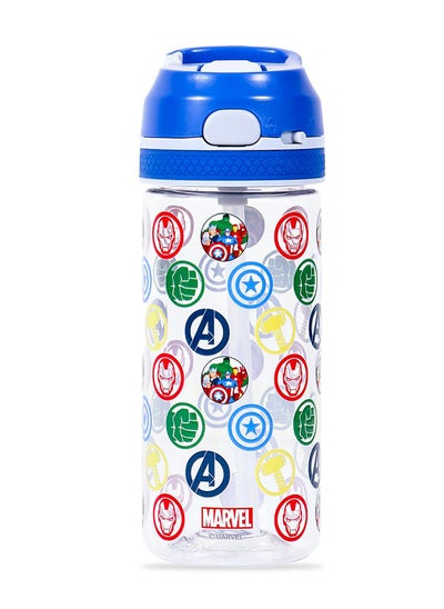 Buy Marvel Avengers Tritan Water Bottle w/ Lockable Push Button And Carry Handle - Blue (420ml) in UAE