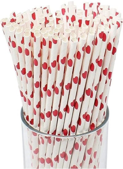 Buy Premium Disposable Biodegradable Paper Straws, Biodegradable Paper Straws - Durable and Eco-Friendly ((26 Pack, Red Hearts)) in Egypt