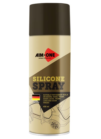 Buy Aim One Silicone Spray 450ml - Suitable For Rubber Seals On Doors - Hood - Trunk - Door Lock & Door Hinges in UAE