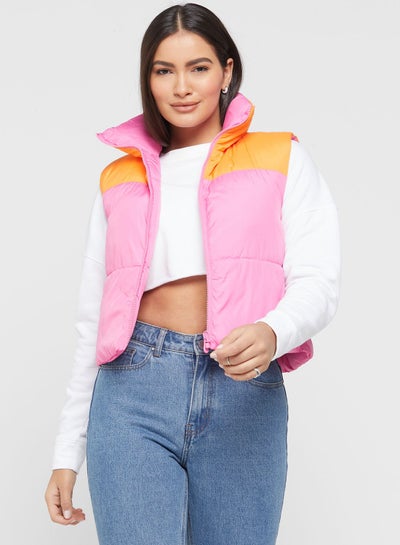 Buy Colour Block Puffer Vest Jacket in UAE