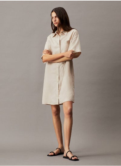 Buy Women's Relaxed Linen Blend Shirt Dress -  lyocell linen blend, Grey in UAE