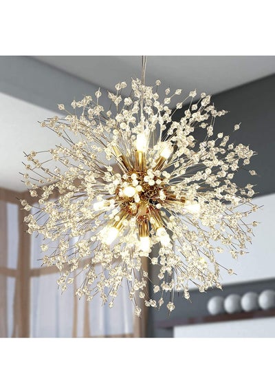 Buy 9 Head Modern Dandelion Crystal Chandelier Gold Head Bedroom Dining Room aisle Lighting in UAE